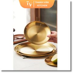 Đĩa Inox Tròn Hàn Quốc Cao Cấp - Khay Trang Trí Đựng Thức Ăn Hiện Đại, Sang Trọng Dành Cho Gia Đình, Nhà Hàng, Khách Sạn (TV71)