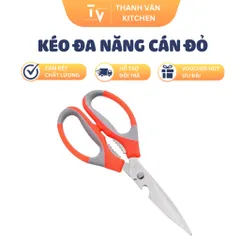 Kéo Đa Năng Nhà Bếp Siêu Bén - Kéo Cắt Gà Tiện Dụng Cán Nhựa Phối Cam - Xám | TVKITCHEN (TV22)