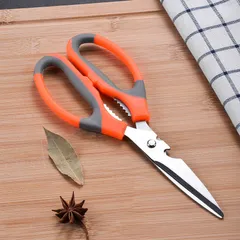 Kéo Đa Năng Nhà Bếp Siêu Bén - Kéo Cắt Gà Tiện Dụng Cán Nhựa Phối Cam - Xám | TVKITCHEN (TV22)