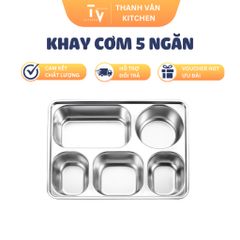 Khay cơm inox 5 ngăn tiện dụng - Dày inox 201, 304 không gỉ, lý tưởng cho văn phòng và gia đình - TVKITCHEN (TV370)