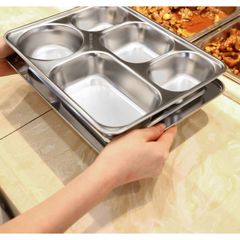 Khay cơm inox 5 ngăn tiện dụng - Dày inox 201, 304 không gỉ, lý tưởng cho văn phòng và gia đình - TVKITCHEN (TV370)