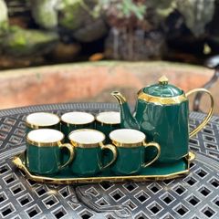 Bộ tách trà sứ cao cấp 8 món 6612 - Đồ gia dụng nhà bếp sang trọng, quà tặng hoàn hảo cho người yêu thích trà (TV98)