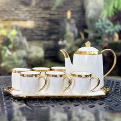 Bộ tách trà sứ cao cấp 8 món 6612 - Đồ gia dụng nhà bếp sang trọng, quà tặng hoàn hảo cho người yêu thích trà (TV98)