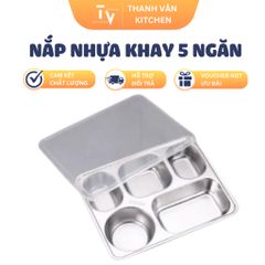 Nắp nhựa đậy khay inox 5 ngăn - Nắp khay cơm chịu nhiệt chống côn trùng, sản phẩm gia dụng tiện ích cho bếp nhà bạn (TV458)