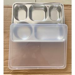Nắp nhựa đậy khay inox 5 ngăn - Nắp khay cơm chịu nhiệt chống côn trùng, sản phẩm gia dụng tiện ích cho bếp nhà bạn (TV458)
