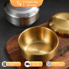 Bát inox 304 hai lớp có nắp mạ vàng bạc kiểu Hàn Quốc - Đồ gia dụng an toàn cho gia đình, dễ vệ sinh, bền bỉ (TV78)
