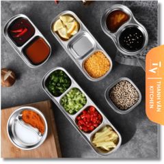 Khay Đựng Gia Vị Sốt Chấm Inox Cao Cấp 1-4 Ngăn - Thiết Kế Tiện Dụng Cho Bữa Tiệc BBQ và Gia Đình (TV72)