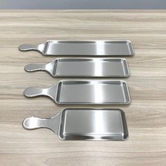 Đĩa chữ nhật inox cao cấp có tay cầm - Phong cách Nhật Bản, Đồ gia dụng nhà bếp tiện dụng cho bữa ăn thêm sang trọng
