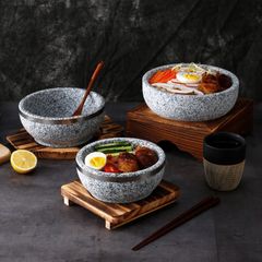 Thố Đá Tự Nhiên Viền Kim Loại Đế Gỗ - Tô Đá Đa Năng Dùng Cho Cơm Trộn, Phở - Sản Phẩm Gia Dụng Tiện Ích TVKITCHEN (TV352)