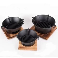 Bếp Nướng Than Tròn Gọn Nhẹ Kèm Đế Gỗ - Dụng Cụ Nấu Nướng Đơn Giản Cho Mọi Gia Đình - TVKITCHEN 23cm/26cm (TV648)