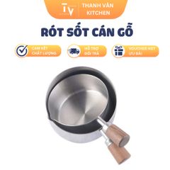 Bát Rót Nước Xốt Bít Tết Inox 201, Chén Đựng Xốt Thông Minh 250ml, Tay Cầm Gỗ Chống Đổ - Dụng Cụ Nhà Bếp Tiện Lợi (TV519)