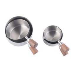 Bát Rót Nước Xốt Bít Tết Inox 201, Chén Đựng Xốt Thông Minh 250ml, Tay Cầm Gỗ Chống Đổ - Dụng Cụ Nhà Bếp Tiện Lợi (TV519)