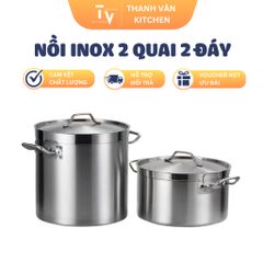 Nồi Inox Dày 2 Quai Dung Tích Lớn 6L-170L, Nồi Hầm Cao Chất Lượng, Thực Phẩm An Toàn, Nắp Đậy Siêu Bền 0.8mm (TV487)