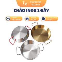 Chảo Inox Hai Quai Trang Trí Hàn Quốc - Chảo Ốp La Đa Năng Dùng Mọi Bếp - Đồ Gia Dụng Nhà Bếp TVKITCHEN (TV66)