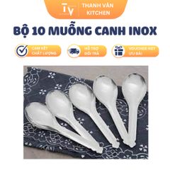 Bộ 10 Muỗng Canh Inox Bầu Cán Kiểu - Dụng Cụ Nhà Bếp Chất Lượng Cao cho Mọi Gia Đình (TV211)