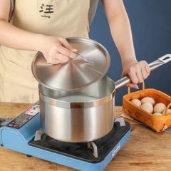 Nồi Inox Sâu Lòng 2 Đáy - Nấu Sốt Hàn Quốc, Có Tay Cầm Dung Tích Lớn Tiện Dụng cho Nhà Bếp (TV299)