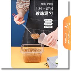 Vợt Vớt Trân Châu Inox Cán Đỏ - Dụng Cụ Tiện Lợi Cho Quán Trà Sữa, Vợt Thức Ăn Và Topping Kích Thước Đa Dạng (TV38)