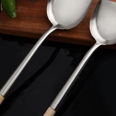 Sạn Xào Inox Cán Gỗ - Sạn Chiên Thức Ăn, Sạn Phẳng Chiên Cá Chất Lượng Cao - Dụng Cụ Nhà Bếp Tiện Dụng (TV451)