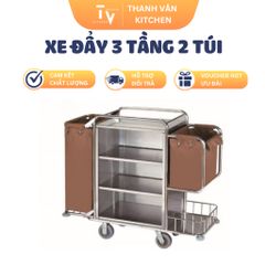 Xe đẩy inox 3 tầng 2 túi C-1090 - Giải pháp lưu trữ tiện ích cho nhà bếp, chất liệu inox bền bỉ, thiết kế hiện đại. (TV562)