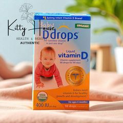 Vitamin D3 cho bé Baby Ddrops Liquid 400 IU - Bổ sung vitamin D3 hỗ trợ xương và miễn dịch cho trẻ sơ sinh, lọ 90 giọt
