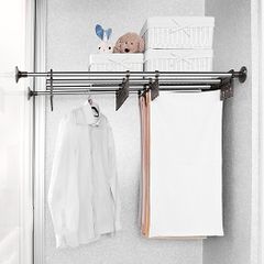 Giá Treo Quần Áo Inox Wellex BSS4060 - Lắp Đặt Tường Âm Không Khoan, Chiều Dài Điều Chỉnh, Tải Trọng 20kg, Thiết Kế Tiện Lợi