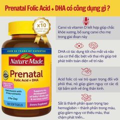 Viên Uống Vitamin Tổng Hợp Cho Bà Bầu Nature Made Prenatal + Folic Acid + DHA 150 Viên - Bổ Sung Dinh Dưỡng Cho Mẹ Và Thai Nhi