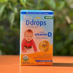 Vitamin D3 cho bé Baby Ddrops 400 IU - Duy trì sức khỏe xương và miễn dịch, dễ dàng sử dụng với 90 giọt không mùi, không vị