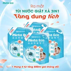 Túi Nước Giặt Hữu Cơ 3in1 Minta - Hương Thơm Tươi Mát, An Toàn Cho Da Nhạy Cảm, Giặt Sạch Hiệu Quả, Bảo Vệ Vải Quần Áo