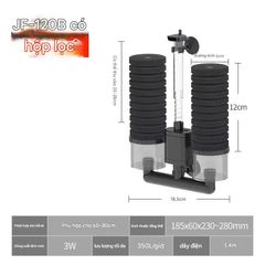 Lọc Vi Sinh Bông Đôi SunSun JF-80 JF-120 - Thiết Kế Tinh Tế Với Bơm 3W Cho Hồ Cá Sạch, Chính Hãng Trung Quốc