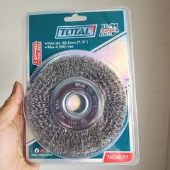 Bánh Cước 125mm Total TAC36051 - Dụng Cụ Làm Sạch Kim Loại, Lông Thép Chất Lượng Cao, Dùng Với Máy Mài Góc