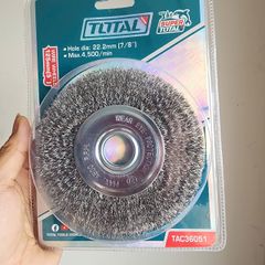 Bánh Cước 125mm Total TAC36051 - Dụng Cụ Làm Sạch Kim Loại, Lông Thép Chất Lượng Cao, Dùng Với Máy Mài Góc