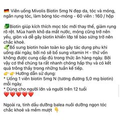 Viên uống Biotin Mọc Tóc - Giúp Tóc Mềm Mượt, Khỏe Mạnh, Giảm Gãy Rụng - Hàng Chính Hãng Nhập Khẩu Từ Đức (60 Viên)