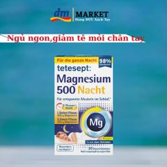 Viên uống Magie 500 ban đêm - Giúp ngủ ngon, thư giãn, ngăn chuột rút và căng cơ - Hộp 30 viên xuất xứ Đức