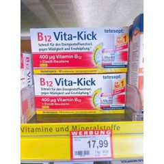 Đồ Uống Tetesept B12 Vita Kick - Bổ Sung Vitamin B12 Tăng Cường Năng Lượng, Hộp 18 Ống Nhập Khẩu Chính Hãng Đức