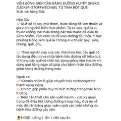 Viên Uống Ổn Định Đường Huyết Từ Tinh Bột Quế Sheko - An Toàn, Thuần Chay - Hộp 30 Viên Đức
