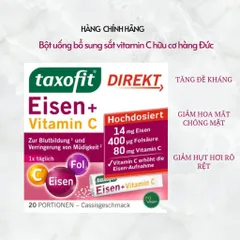 TAXOFIT EISEN Bột Vitamin C Hữu Cơ - Hộp 20 Gói Dễ Hấp Thụ, Không Gây Tác Dụng Phụ - Vitamin Tổng Hợp Từ Đức