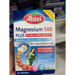 Viên Ngậm Abtei Magnesium 500 plus - Hỗ Trợ Cơ Bắp, Hệ Tim Mạch, Hộp 42 Viên Vitamin B Đức