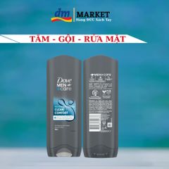 Sữa Tắm, Gội, Rửa Mặt Dove Men+Care 3 in 1 Clean Comfort 250ml - Dưỡng ẩm và Làm Sạch cho Nam Giới