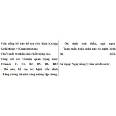 Viên Uống Bổ Não Kneipp Gedachtnis Konzentration - Tăng Cường Lưu Thông Máu, Giảm Căng Thẳng, Hộp 30 Viên Đức