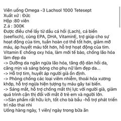 Viên uống Omega 3 Lachsol 1000mg Tetesept của Đức - Hỗ trợ tim mạch, hộp 80 viên chính hãng
