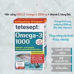 Viên uống Omega 3 Lachsol 1000mg Tetesept của Đức - Hỗ trợ tim mạch, hộp 80 viên chính hãng