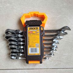 Bộ 8 Cờ Lê Miệng Vòng Lắc Léo 8-19mm INGCO HKSPAR1083 - Thép CR-V Chất Lượng Cao, Thiết Kế Gập Góc Linh Hoạt Cho Sửa Chữa Ô Tô, Máy Móc