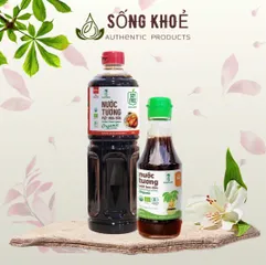 Nước tương mật hoa dừa organic Sokfarm ít muối 220ml, 500ml - Gia vị Umami tự nhiên, không đậu nành, gluten, an toàn cho trẻ em, món chay.