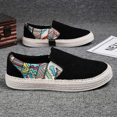 Giày Nam Slipon D910 Thoáng Khí - Giày Lười Phối Họa Tiết Thổ Cẩm, Thoải Mái, Kiêu Sa, Size 39-44