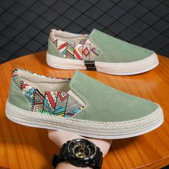 Giày Nam Slipon D910 Thoáng Khí - Giày Lười Phối Họa Tiết Thổ Cẩm, Thoải Mái, Kiêu Sa, Size 39-44