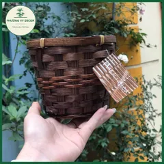 Sọt tre, giỏ tre trồng cây, ống đựng bút, sọt rác khô đa năng trang trí mây tre Phương Vy Decor