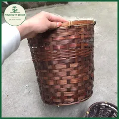 Sọt tre, giỏ tre trồng cây, ống đựng bút, sọt rác khô đa năng trang trí mây tre Phương Vy Decor
