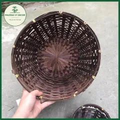 Sọt tre, giỏ tre trồng cây, ống đựng bút, sọt rác khô đa năng trang trí mây tre Phương Vy Decor