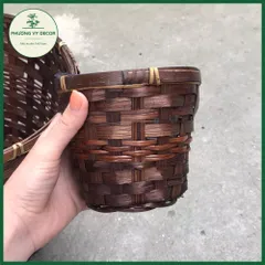 Sọt tre, giỏ tre trồng cây, ống đựng bút, sọt rác khô đa năng trang trí mây tre Phương Vy Decor