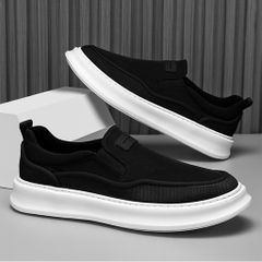 Giày Lười Nam Slip-On Thể Thao Sneaker Chất Liệu Vải Thoáng Khí - Phong Cách Thời Trang Đen Cực Chất, Dễ Phối Đồ